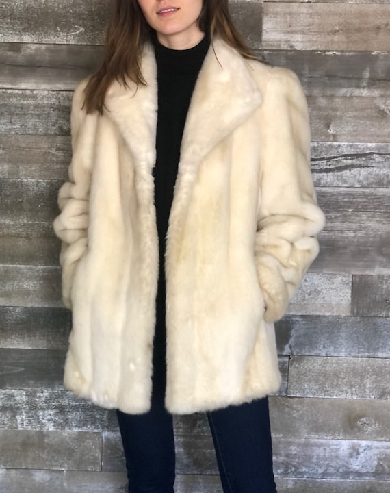 Vintage Lilli Ann Faux Fur Jacket | Women's White 