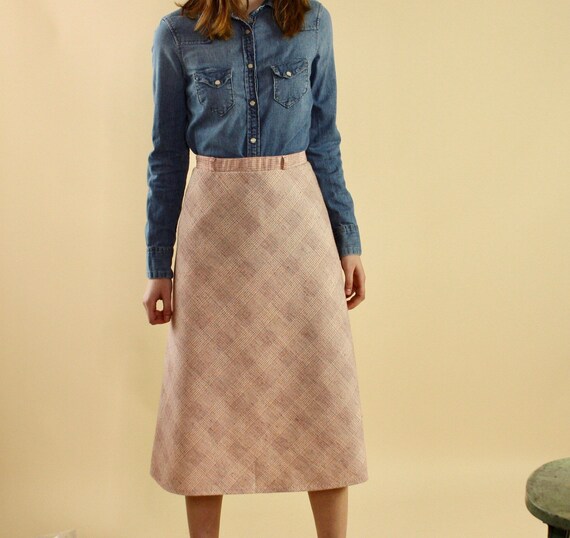 Vintage pastel plaid skirt | vintage a-line skirt… - image 7