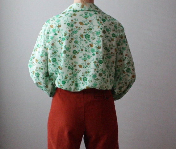 vintage blouse | green floral top | 1970s print s… - image 4