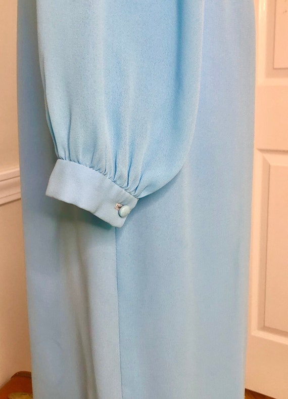 1960s Nat Kaplan Couture Light Blue Crepe Belted … - image 8