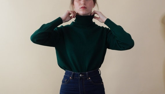 1970s forest green wool turtleneck | wool turtlen… - image 2