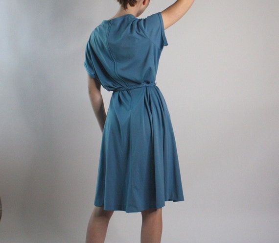 Vintage 70s Floral Polyester Dress Bare Midriff Lucia Italy