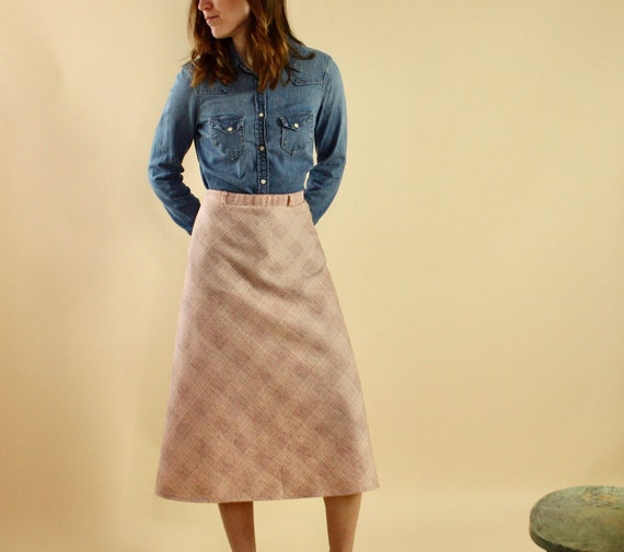 Vintage pastel plaid skirt | vintage a-line skirt… - image 4