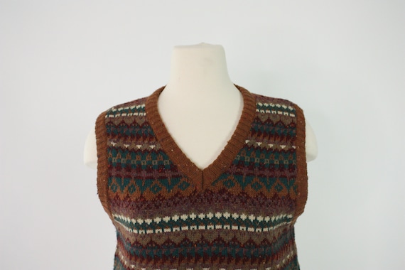 Vintage 1990s Sweater Vest | Fair Isle Sweater Ve… - image 4