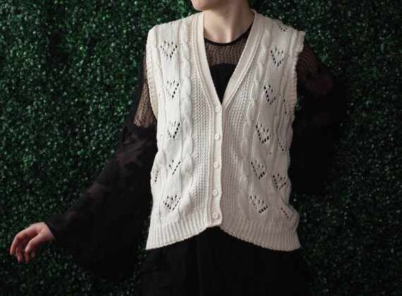 oversized sweater vest | cable knit cardigan vest… - image 3