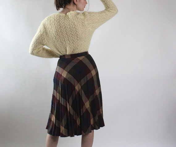 1980s pleated plaid midi skirt | vintage plaid sk… - image 5