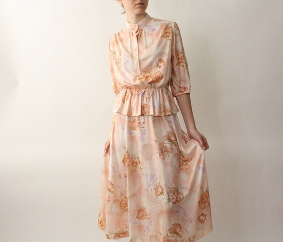 1970s floral two piece set | blouson dress | vint… - image 4