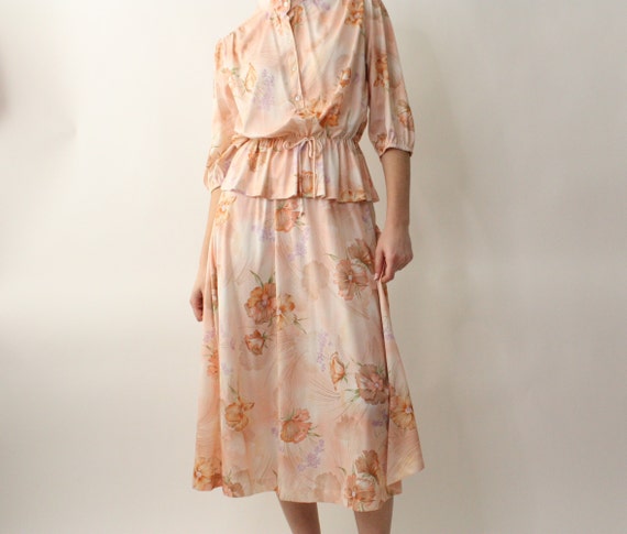 1970s floral two piece set | blouson dress | vint… - image 3