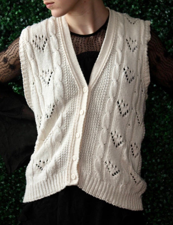 oversized sweater vest | cable knit cardigan vest… - image 5
