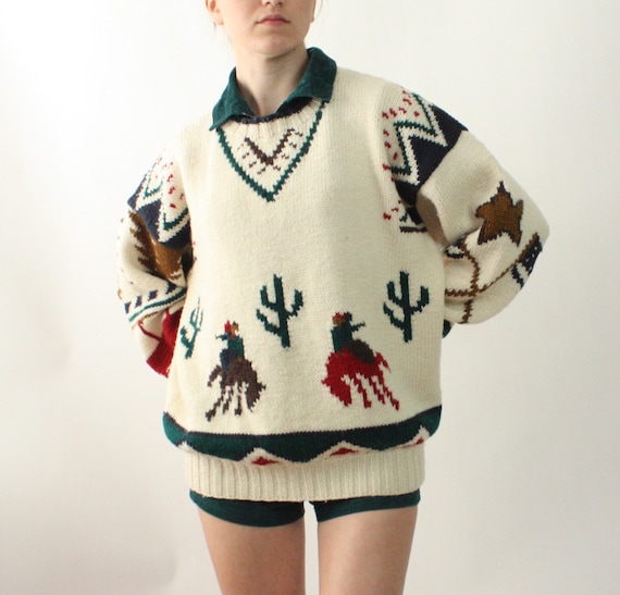 western cowboy sweater | oversized sweater | 90s s