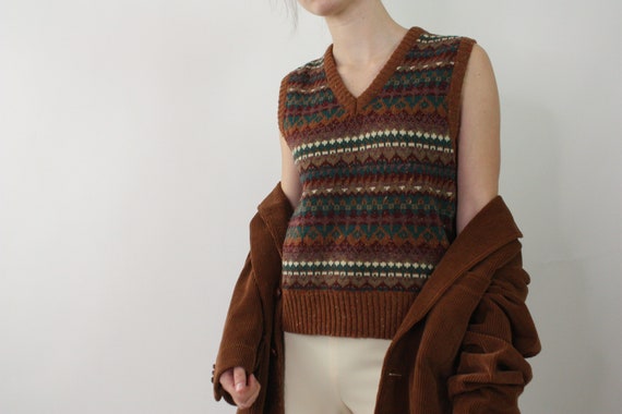 Vintage 1990s Sweater Vest | Fair Isle Sweater Ve… - image 1
