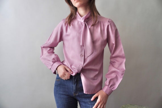 1970s polyester faux tie blouse | 1970s blouse | … - image 2