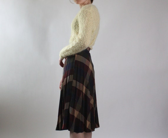 1980s pleated plaid midi skirt | vintage plaid sk… - image 4