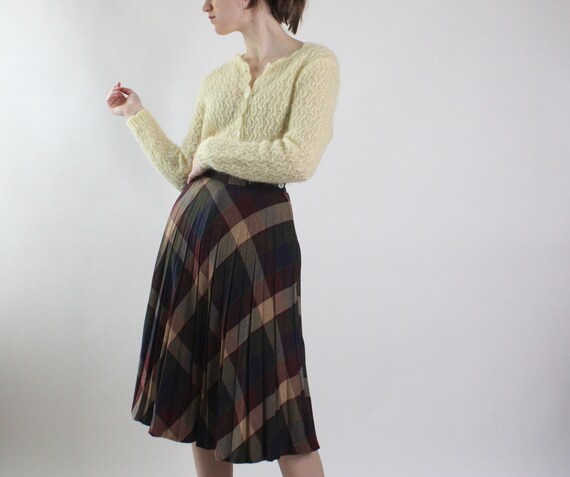 1980s pleated plaid midi skirt | vintage plaid sk… - image 6