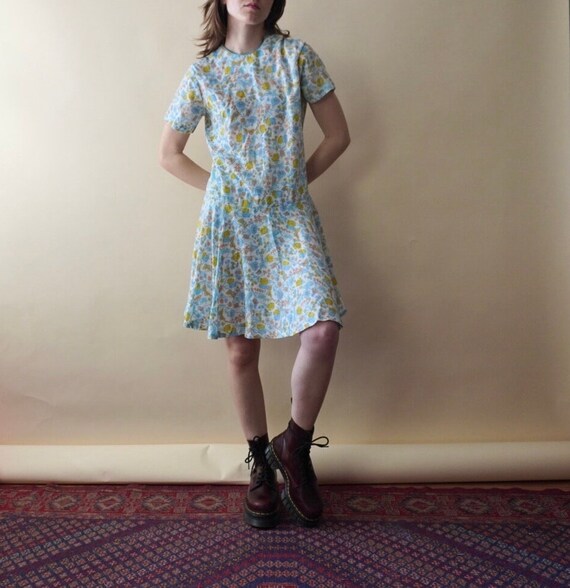 1960s floral drop waist dress | 1960s scooter dress | 1960s mini dress | drop waist dress | vintage scooter dress | vintage drop waist dress