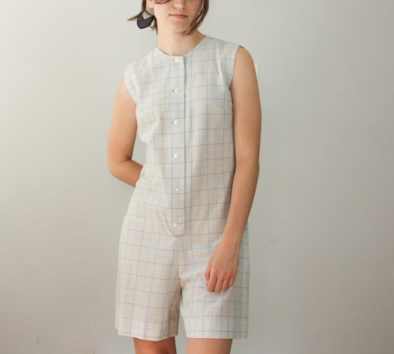 Vintage 1960s Plaid Romper | Vintage Romper | 196… - image 1