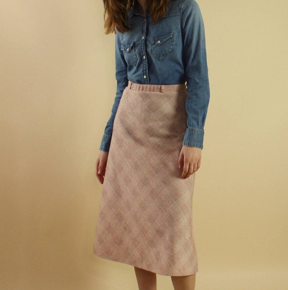 Vintage pastel plaid skirt | vintage a-line skirt… - image 2