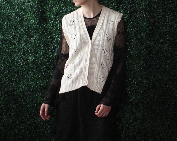 oversized sweater vest | cable knit cardigan vest… - image 1