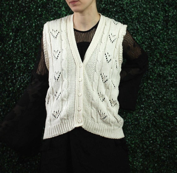 oversized sweater vest | cable knit cardigan vest… - image 2