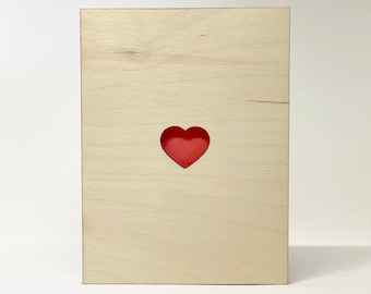 Minimalist Heart Laser Cut Wood Card