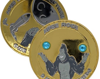 Diamond Hands Ape HODL / To The Moon 2"Coin w/ Clear Protection Case - Missoula, Montana