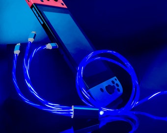 Frost Blue Triple Charging Connector - LED (Android/Apple) 1 Meter Charging Cable