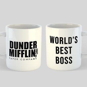Worlds Best Boss / Dunder Mifflin Mug | The Office Mug 2 Sided | Michael Scott Mug | Funny Birthday Gift |