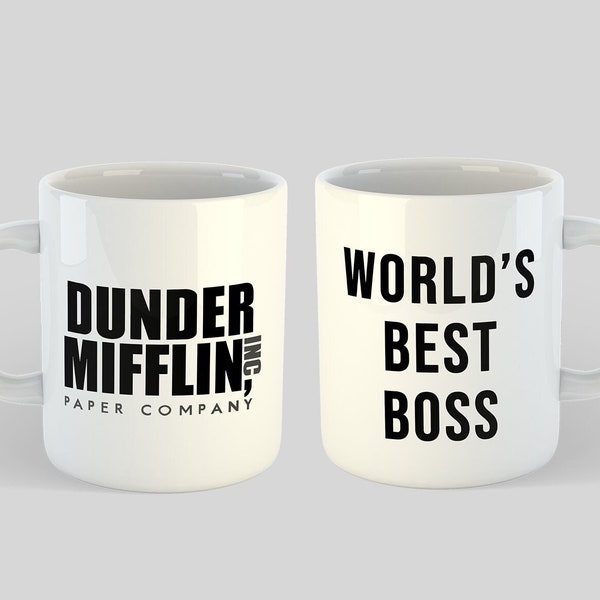 Der weltbeste Boss / Dunder Mifflin Becher | Die Büro-Tasse 2 Seitig | Michael Scott Tasse | Lustiges Geburtstagsgeschenk |