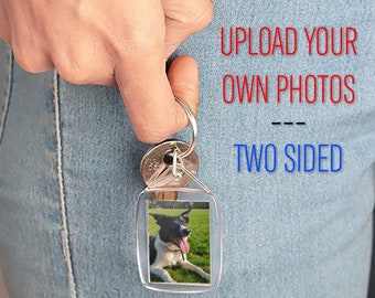 Personalised Keychain - Printed Keyring with any two photos | Upload your own Image | Gift for Birthday, Anniversary, Wedding, Teacher