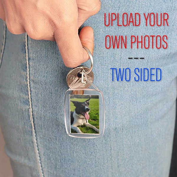 Personalised Keychain - Printed Keyring with any two photos | Upload your own Image | Gift for Birthday, Anniversary, Wedding, Teacher