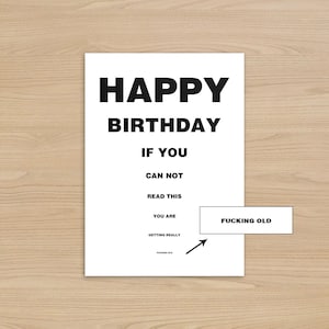 Tarjeta de cumpleaños con prueba de ojos groseros / Te estás volviendo jodidamente viejo / Tarjeta para papá / Regalo de cumpleaños para padres /