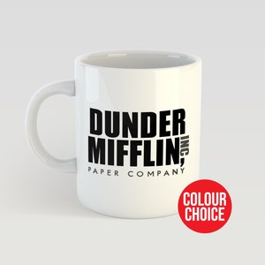 The Office - Dunder Mifflin Mug | Personalised Colour | The Office US | Michael Scott, Dwight Schrute, Jim Halpert | The Office Tv Series