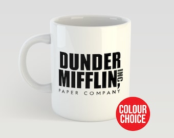 The Office - Dunder Mifflin Mug | Personalised Colour | The Office US | Michael Scott, Dwight Schrute, Jim Halpert | The Office Tv Series