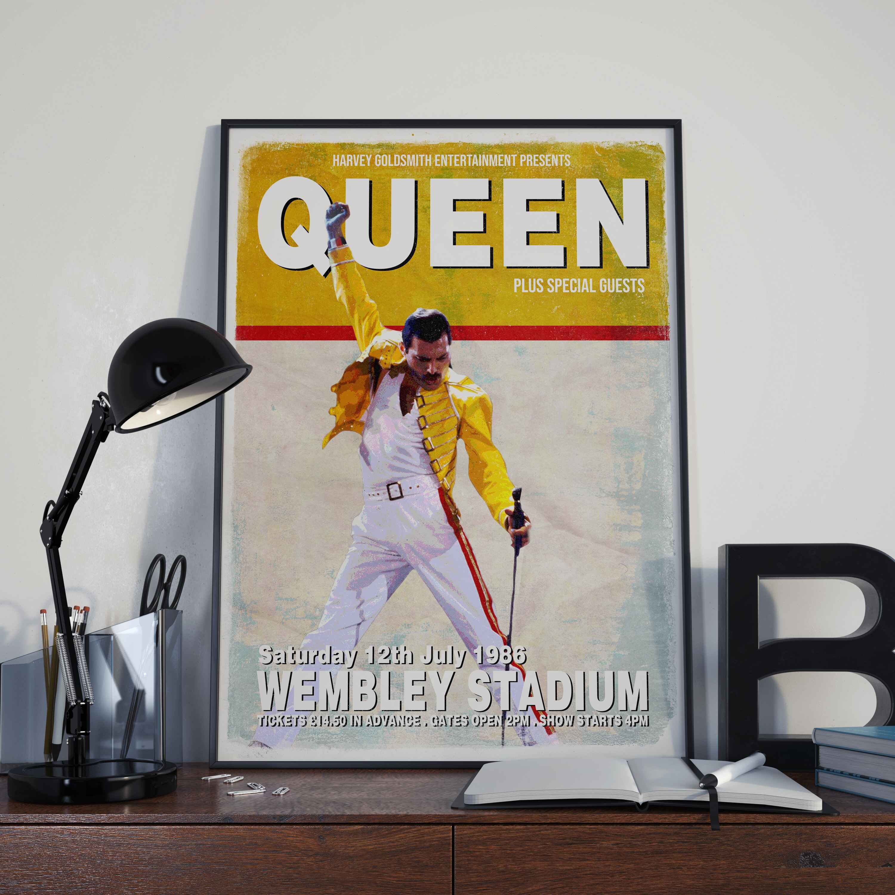 Queen at Wembley Poster Retro Style Print | Freddie Mercury Wall Art …