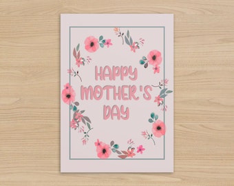 Tarjeta del Día de las Madres Felices / Flores del Día de las Madres / Regalo de mamá, Nan, Abuela / Entrega gratuita