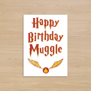 Harry Potter-verjaardagskaart | Gefeliciteerd met je verjaardag Dreuzel | Gouden Snaaikaart | Harry Potter-cadeau | Gratis verzending