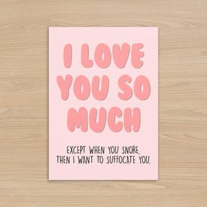 Tarjeta de San Valentín con ronquidos, divertida tarjeta de San Valentín, linda tarjeta de aniversario, tarjeta de cumpleaños para novio/novia, San Valentín