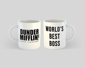 Meilleur patron du monde / Mug Dunder Mifflin | La tasse de bureau recto-verso | tasse Michael Scott | Cadeau d'anniversaire drôle |