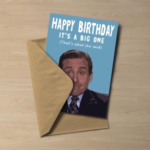 Carte d'anniversaire Michael Scott | La carte d'anniversaire Office US | C'est ce qu'elle a dit carte de vœux | Cadeau d'anniversaire amusant image 2