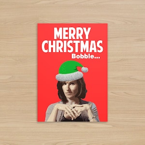 Jackie Goodman Biglietto di Natale / Merry Chrismas Bobble / Biglietto per la cena del venerdì sera / Biglietto fatto a mano / Biglietto di Natale per la TV / Stampa all'interno