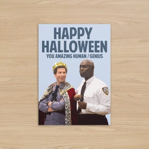 Brooklyn neuf neuf cartes de vœux | braquage d'Halloween | Humain incroyable / Génie | Capitaine Holt, Jake Peralta
