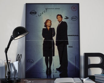 The X-Files Mulder and Scully Poster | Retro Style X Files FBI Print | Fox Mulder Dana Scully