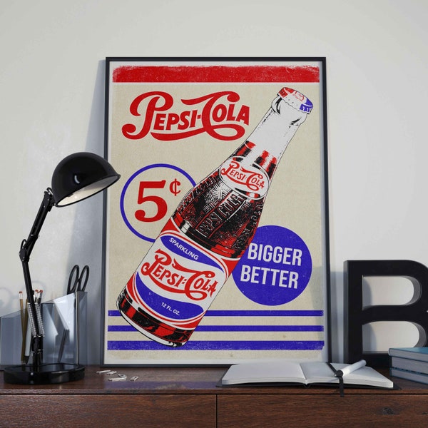Pepsi Cola Retro Sign Poster | Retro Bar sign | Vintage Style Advert Poster | Pepsi Cola Print