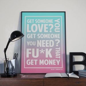 The 1975 &#39;Somebody Else&#39; Lyric Poster: Indie Music Wall Art