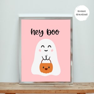Hey Boo Ghost Halloween Printable 8.5 x 11 Digital Print, Kids Halloween Print, Ghost Halloween Print, DIGITAL PRINT