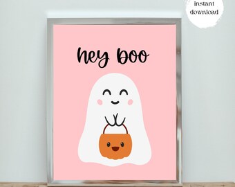 Hey Boo Ghost Halloween stampabile 8,5 x 11 stampa digitale, stampa di Halloween per bambini, stampa di Halloween fantasma, STAMPA DIGITALE