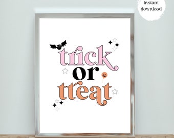 Dolcetto o scherzetto Halloween stampabile 8,5 x 11 stampa digitale, stampa di Halloween per bambini, DOWNLOAD DIGITALE