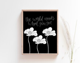 Stampa digitale floreale scritta a mano 8x10