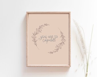 Handlettered Sei capace \\ Citazione motivazionale dicendo 8x10