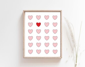 Stampa di San Valentino Cuori \\ Decorazione di San Valentino Stampabile 8x10